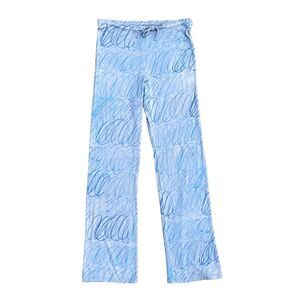 Designer Beau Souci Blue Pants in Size XS/S Straight leg lounge drawstring